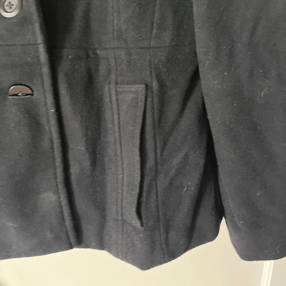🌟 Anne Klein Black Hooded Peacoat - Perfect for the Season, Warm Wool Blend 🌟 - Picture 2 of 6